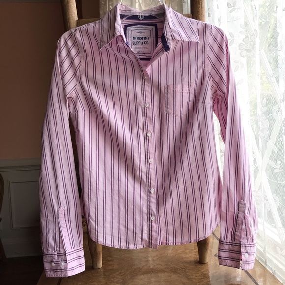 NFS- Mossimo Pink Striped Oxford Shirt 💘 Medium - Picture 1 of 8